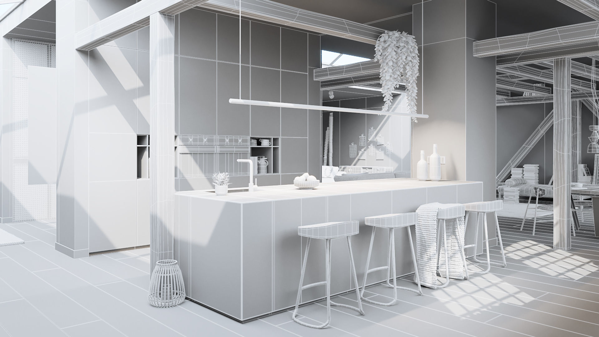 Workshop Apartment in London Cinema 4D and Octane Render 3D model_22