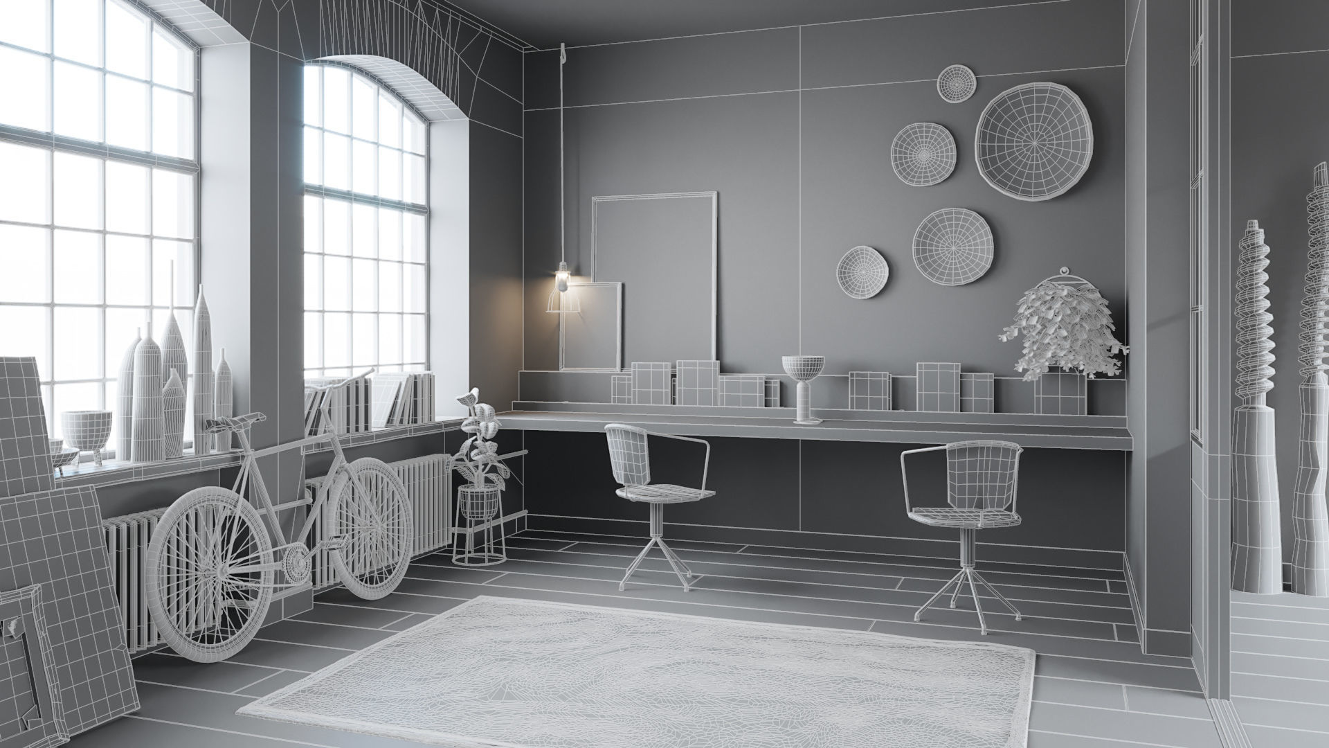 Workshop Apartment in London Cinema 4D and Octane Render 3D model_26