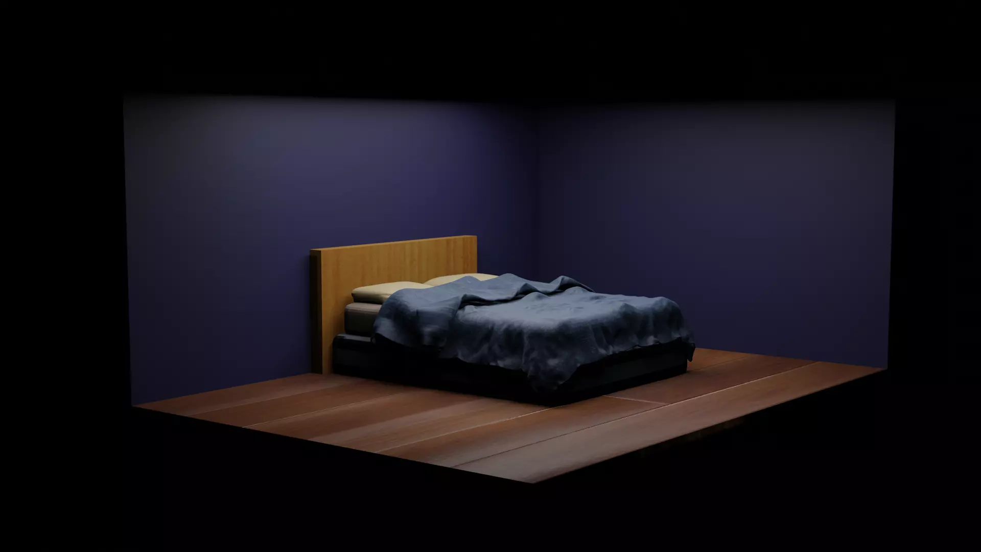 Simple Bed with flooring xD 3D model_0