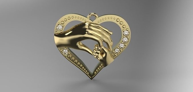 mom and baby hands pendant 3D print model