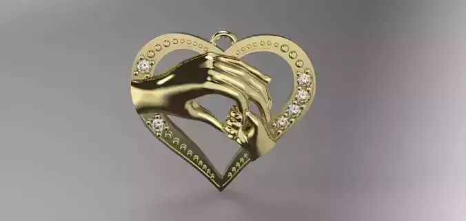 mom and baby hands pendant