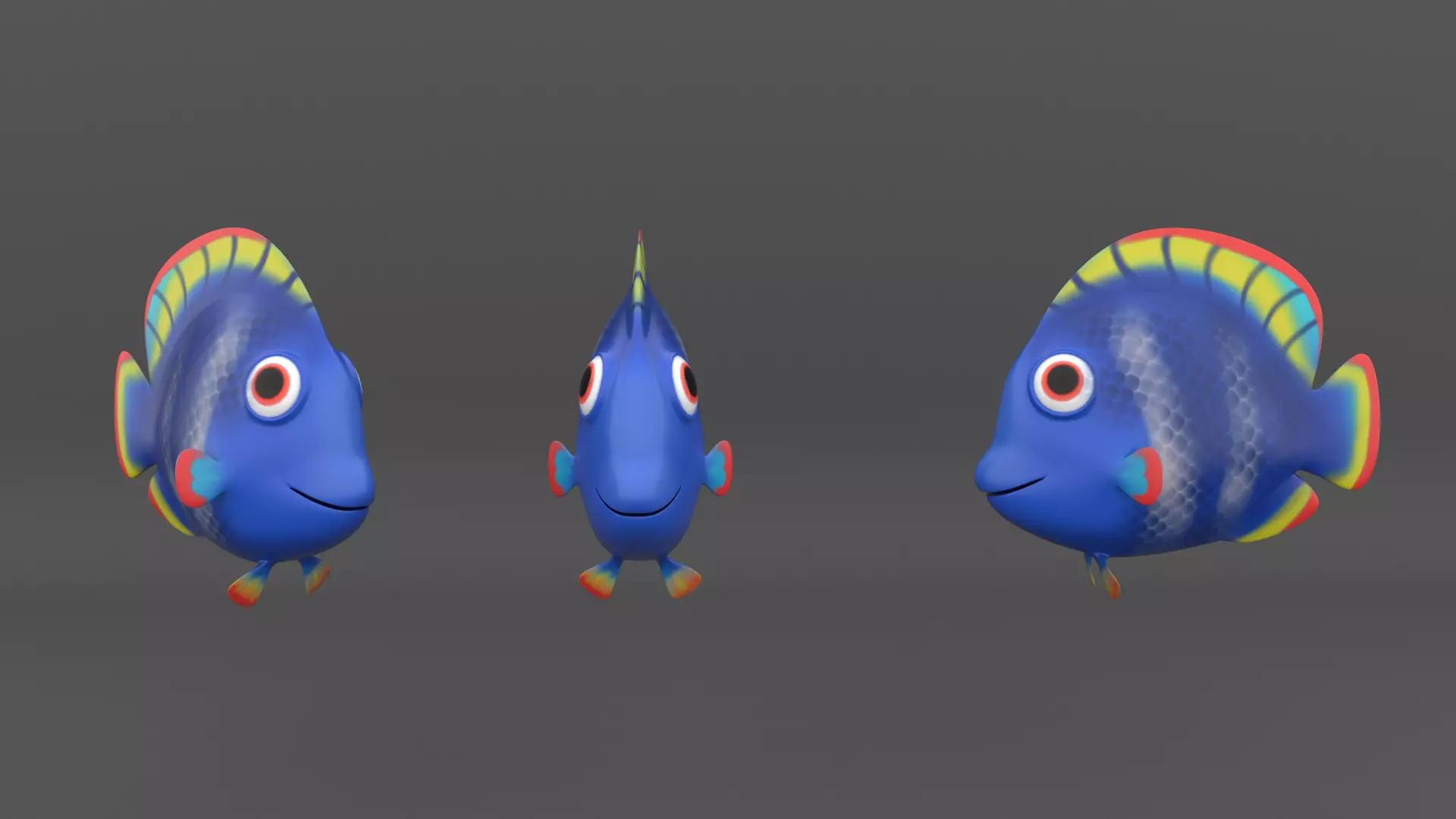 Fish cartoon v1 no rigg 3D model_0
