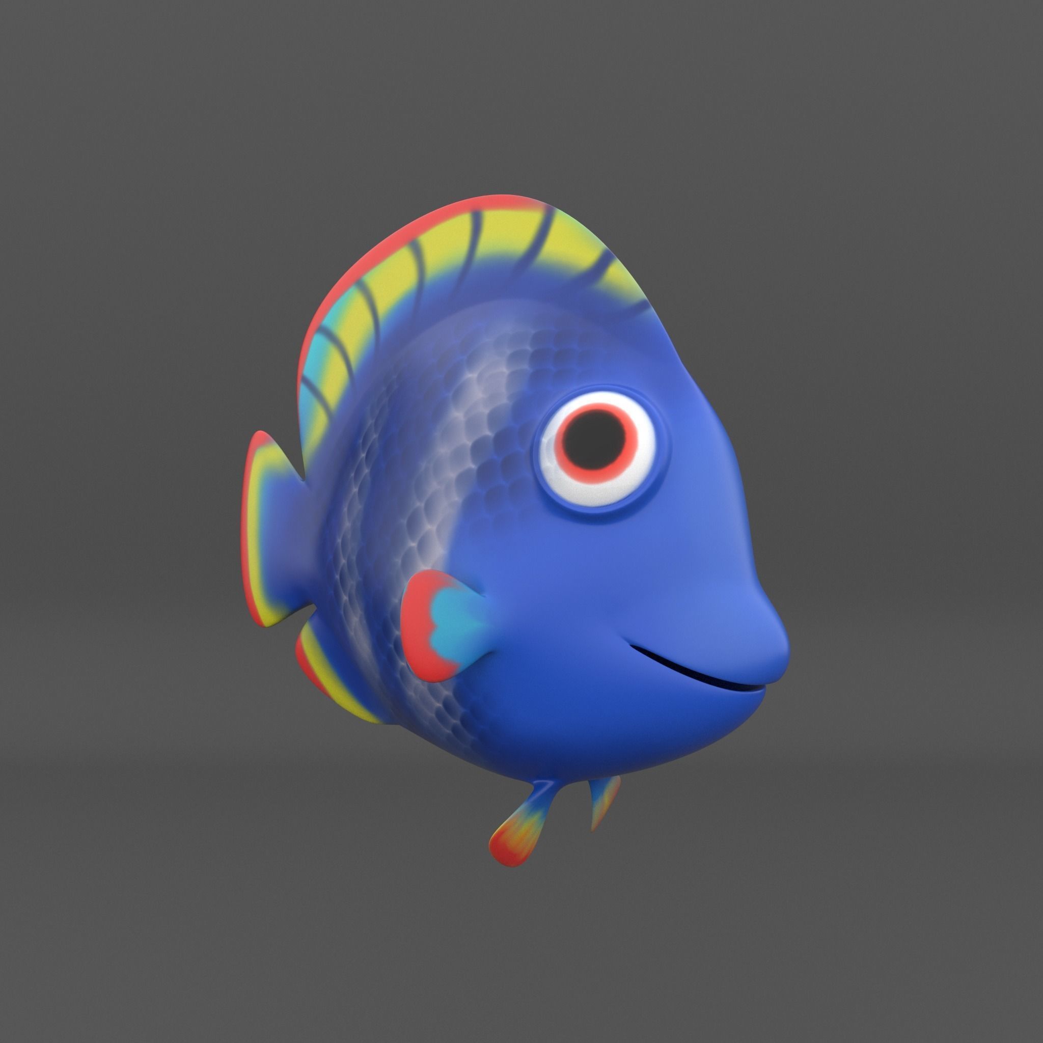 Fish cartoon v1 no rigg 3D model_1