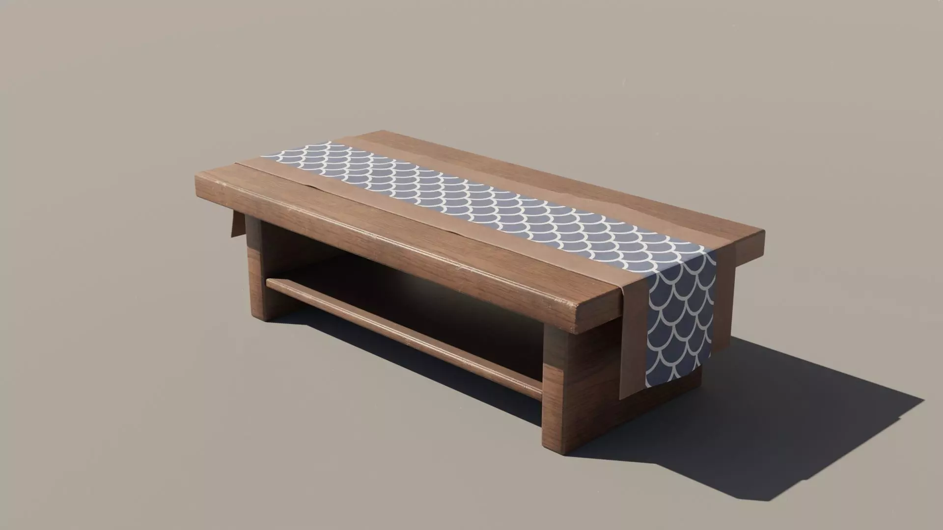 Japanese Table 4 - Tablecloth Low-poly 3D model