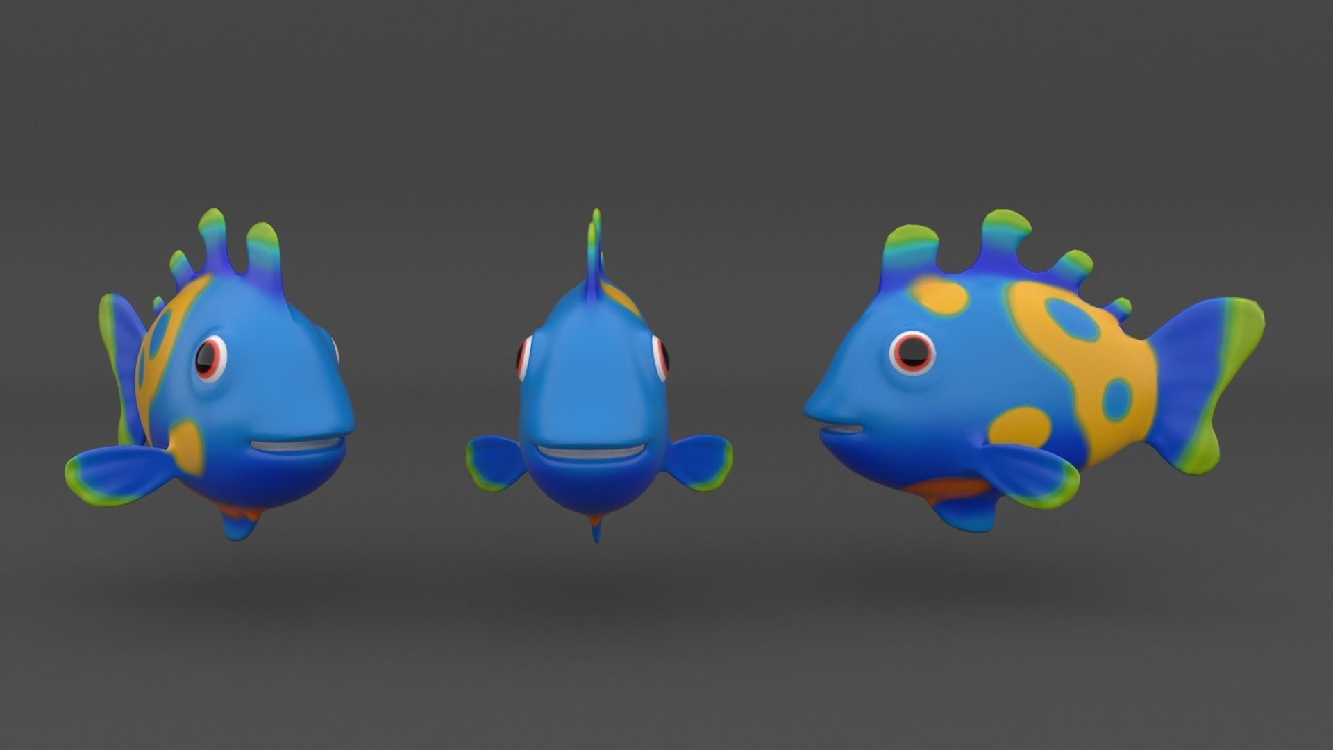 Fish cartoon v2 rigg 3D model_2