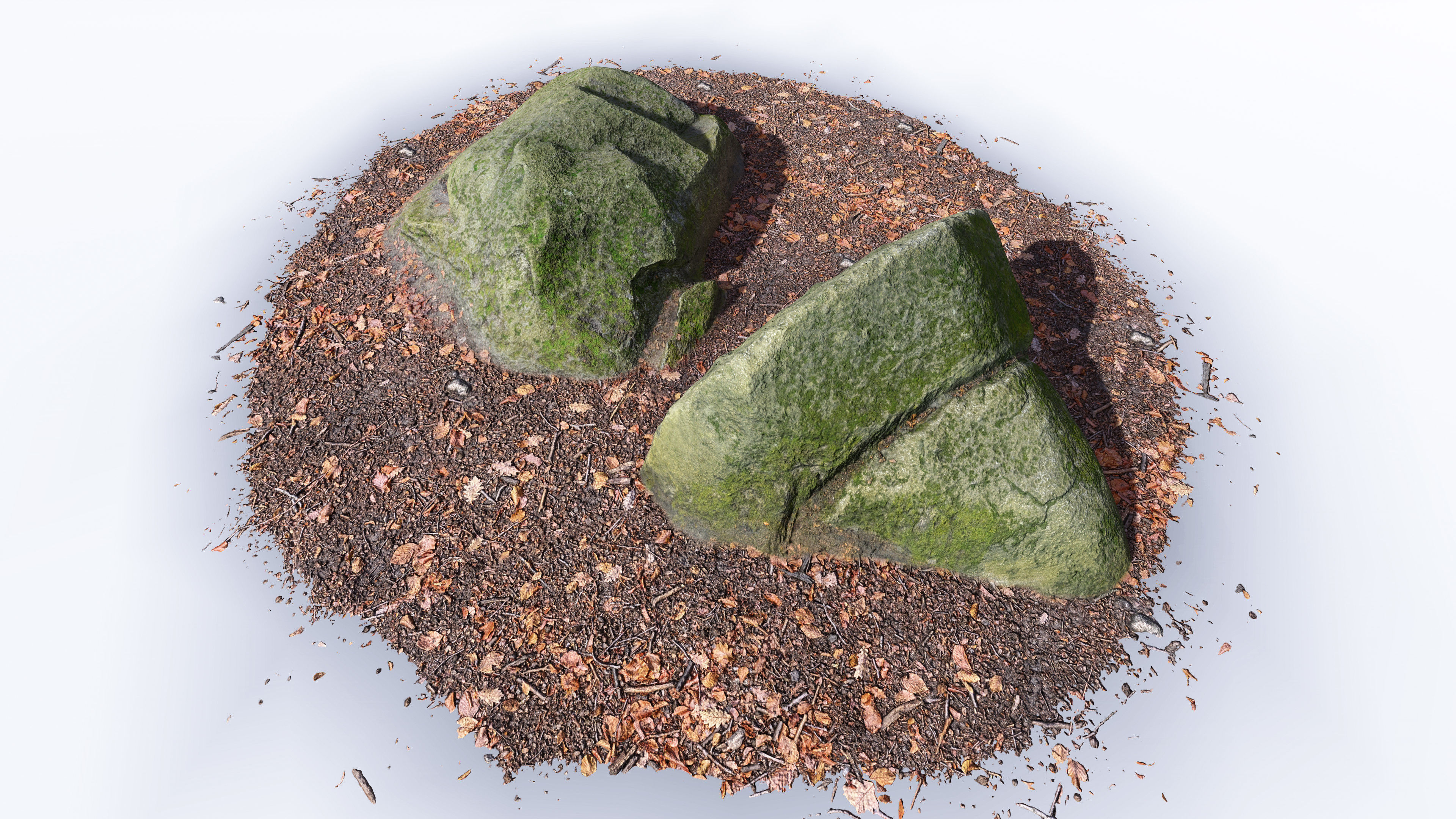 Rock Stone Moss Scans - 3D PBR Low Poly Models Pack Low-poly 3D model_7
