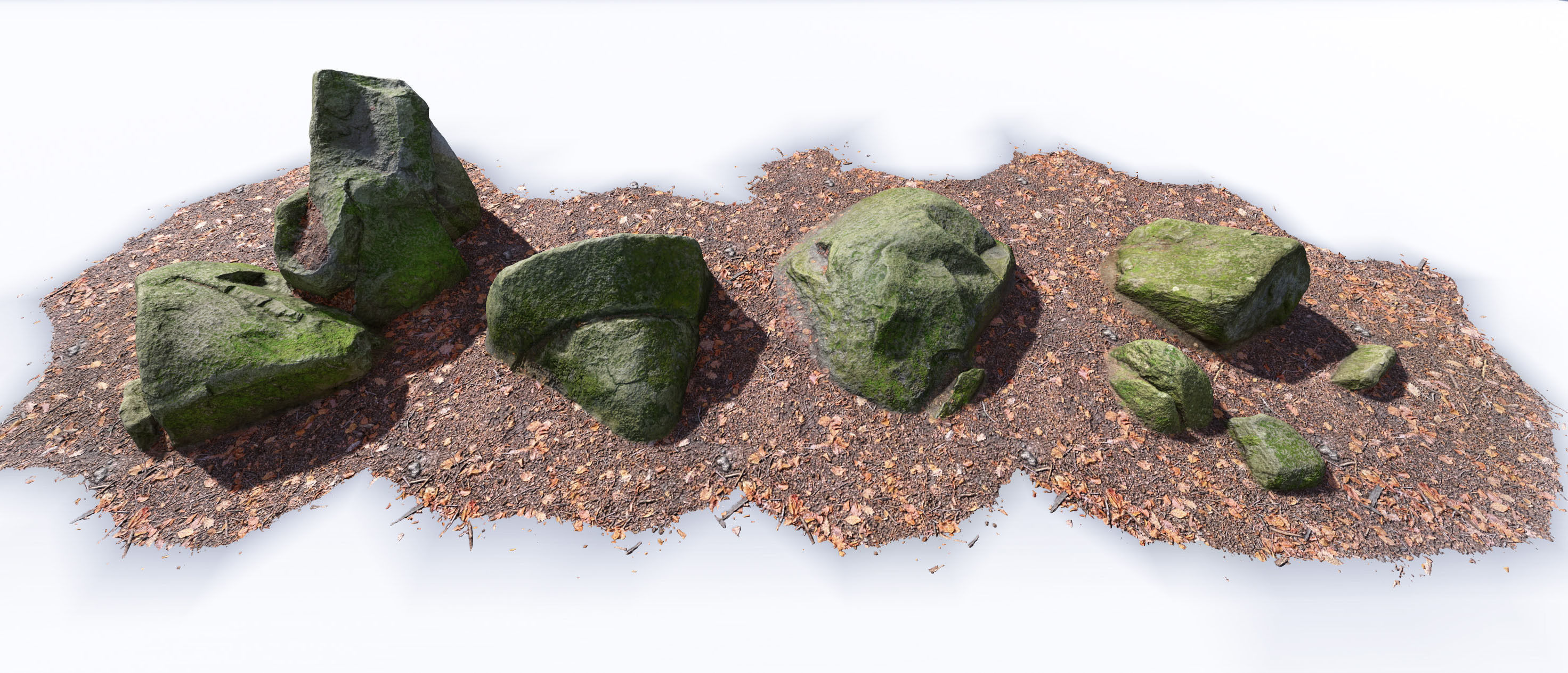 Rock Stone Moss Scans - 3D PBR Low Poly Models Pack Low-poly 3D model_2