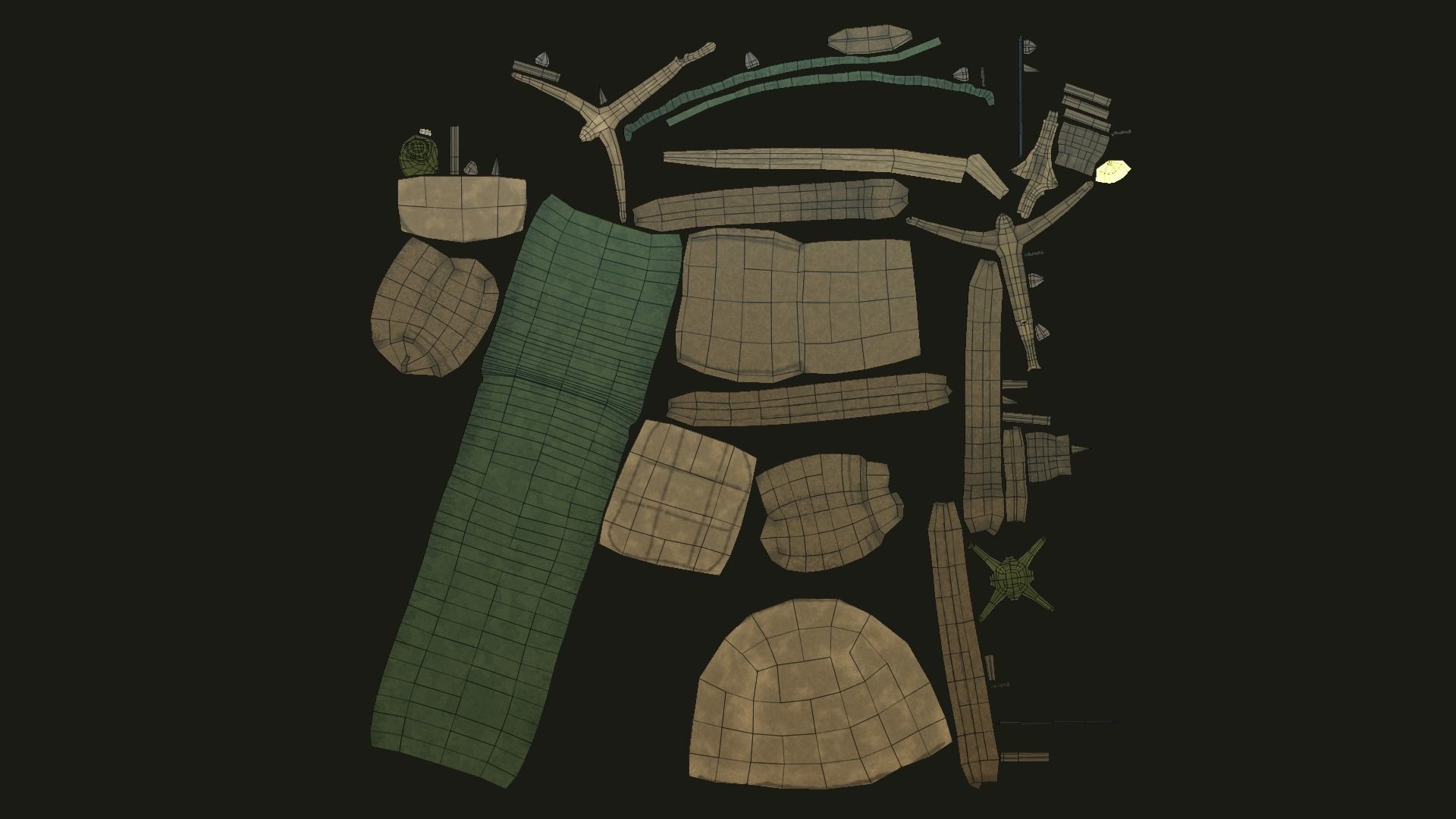 Hunter Backpack - Crossbow Character Costume Low-poly 3D model_15