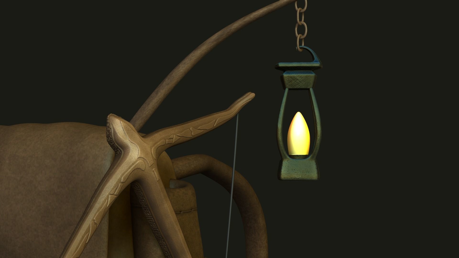 Hunter Backpack - Crossbow Character Costume Low-poly 3D model_5