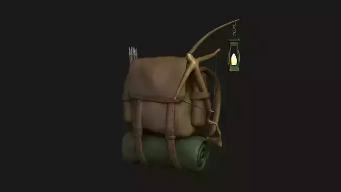 Hunter Backpack - Crossbow Character Costume Low-poly 3D model
