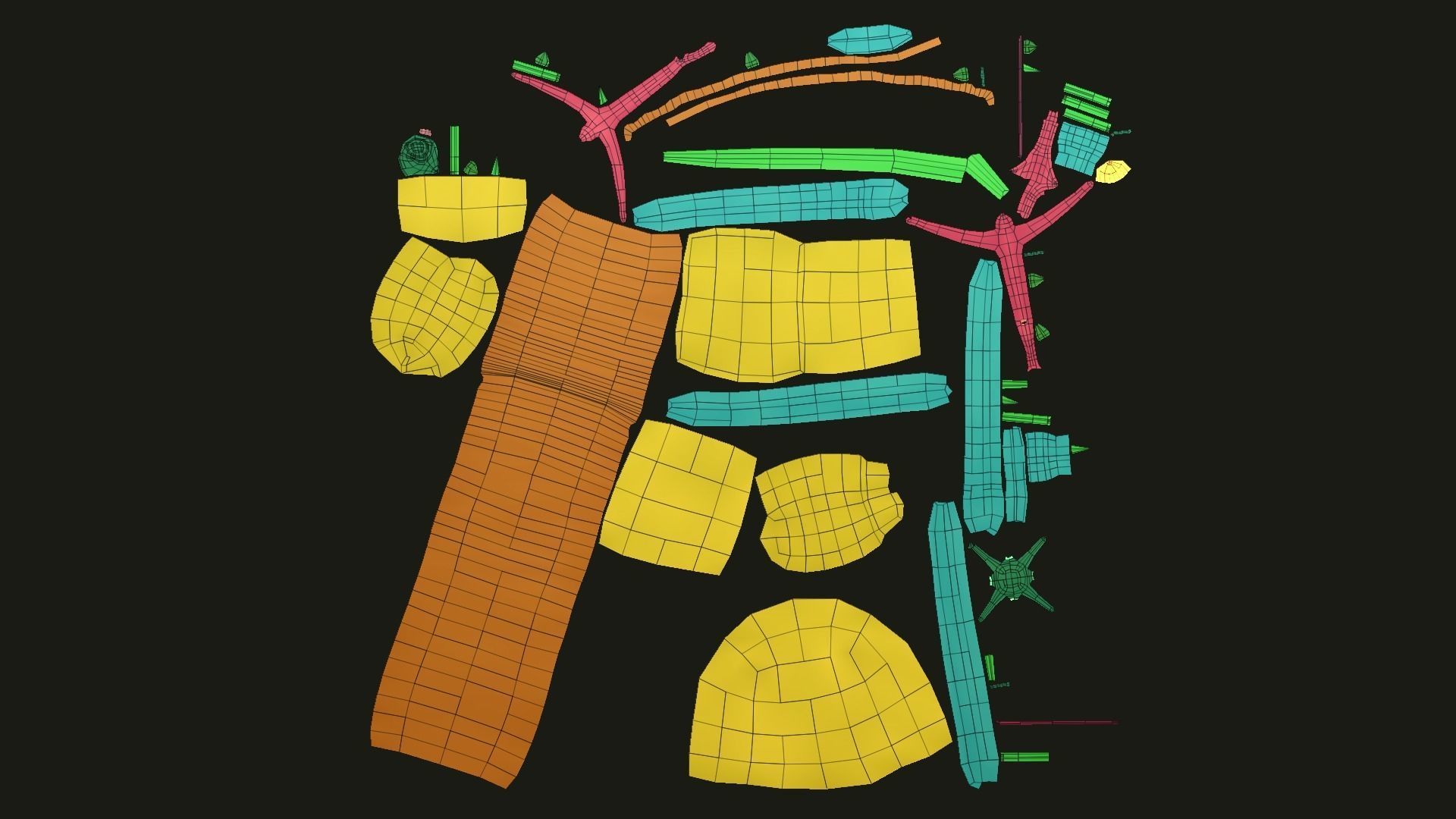 Hunter Backpack - Crossbow Character Costume Low-poly 3D model_16