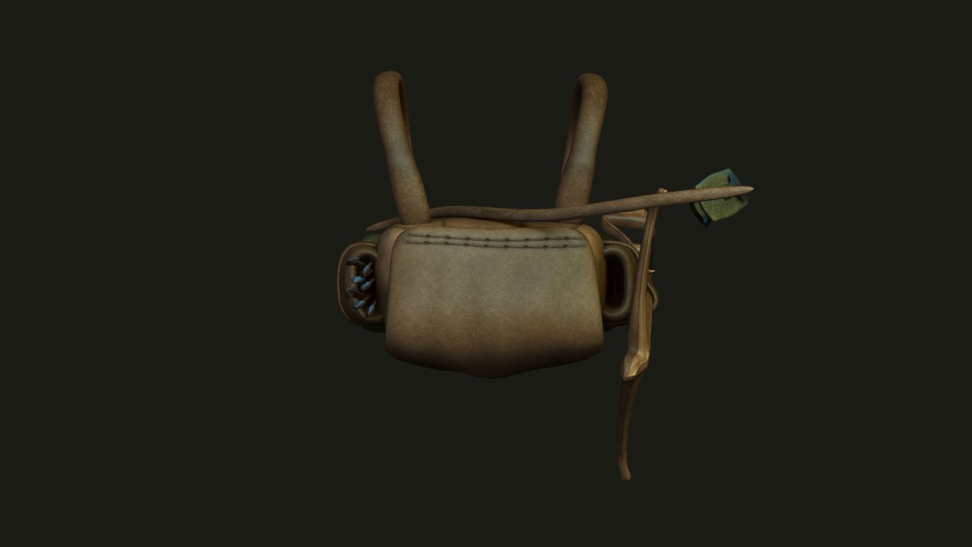 Hunter Backpack - Crossbow Character Costume Low-poly 3D model_7