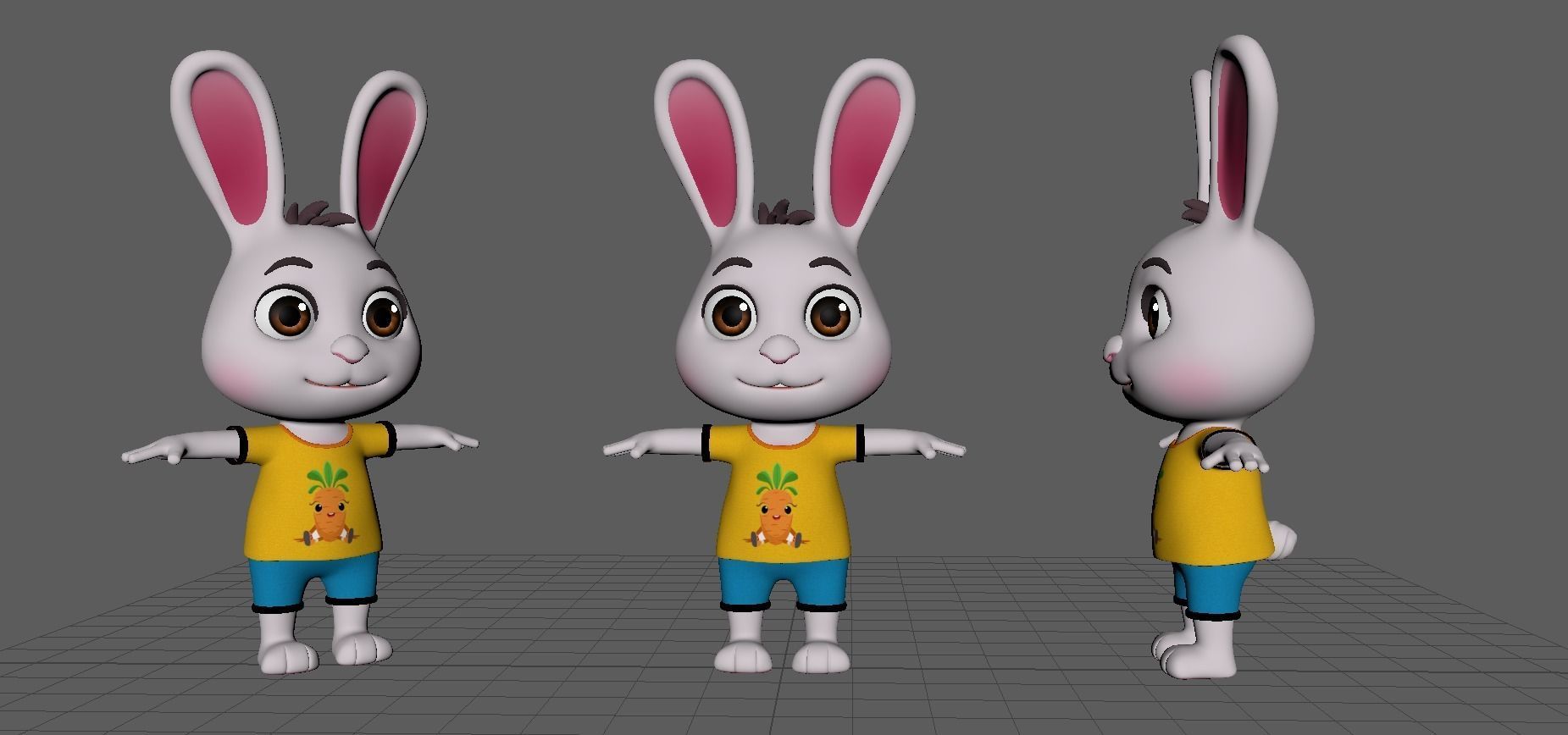 Rabbit cartoon 3D model_1