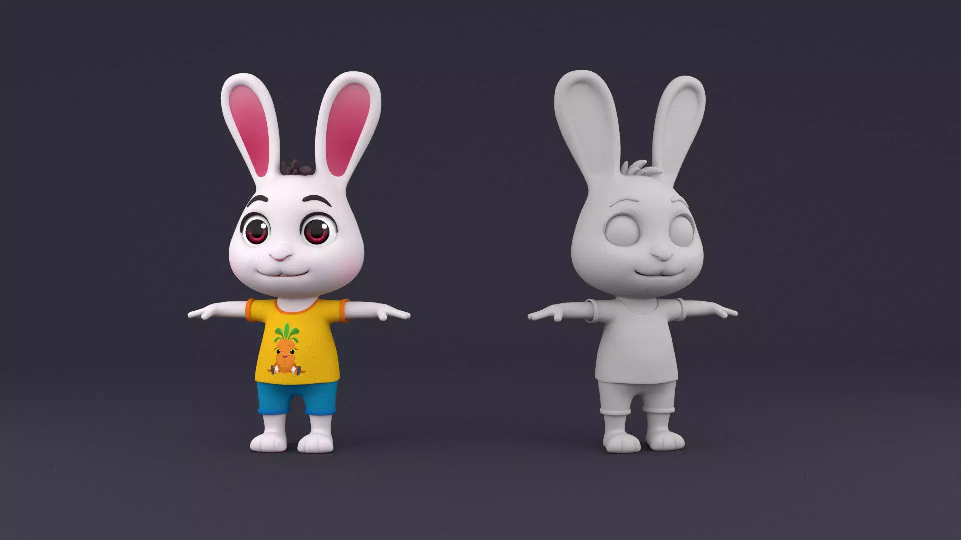 Rabbit cartoon 3D model_0