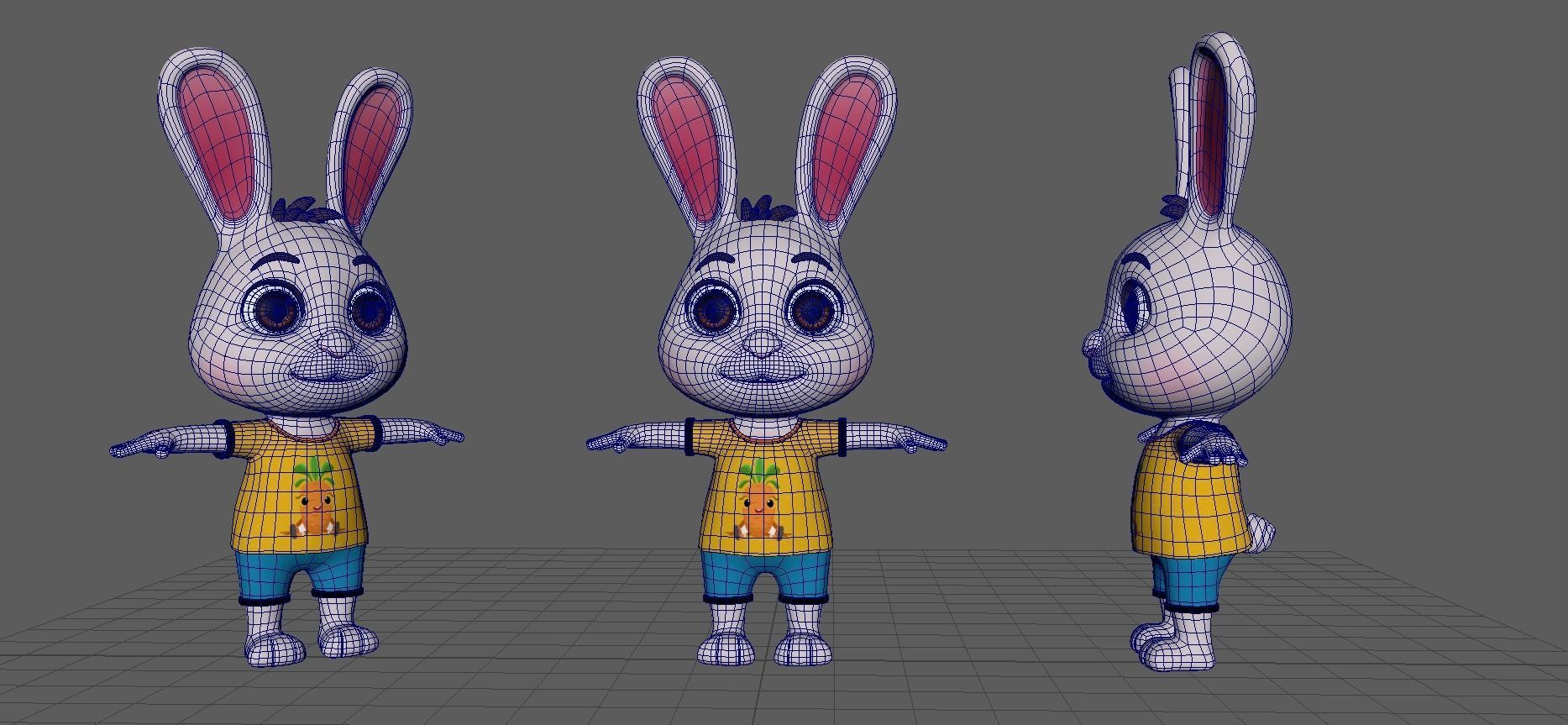 Rabbit cartoon 3D model_2