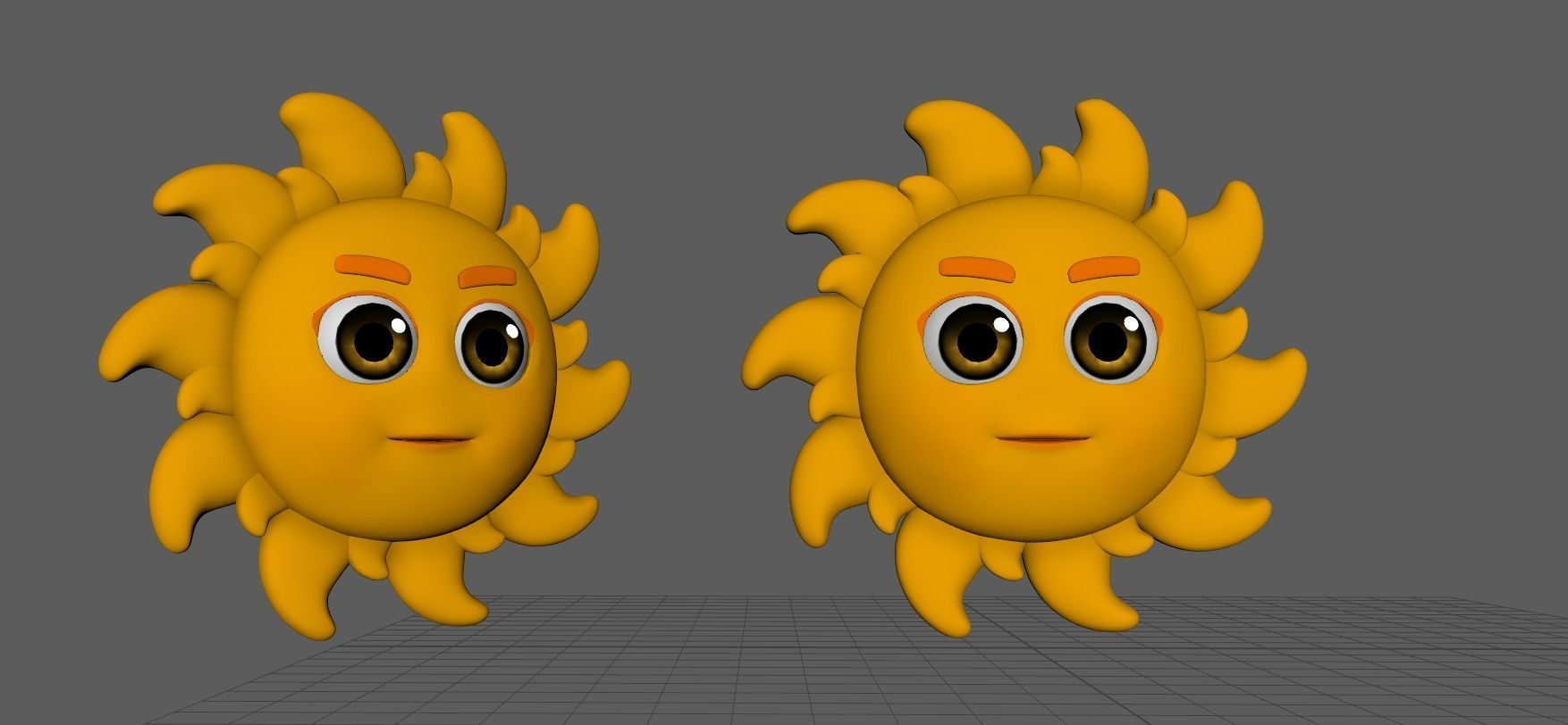 Sun cartoon 3D model_1