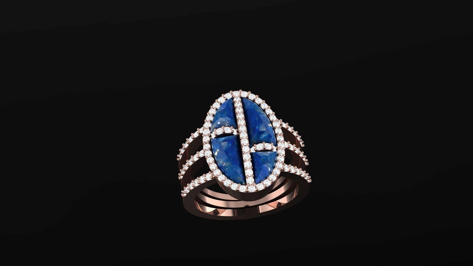 ring color stone diamond 3D model_1