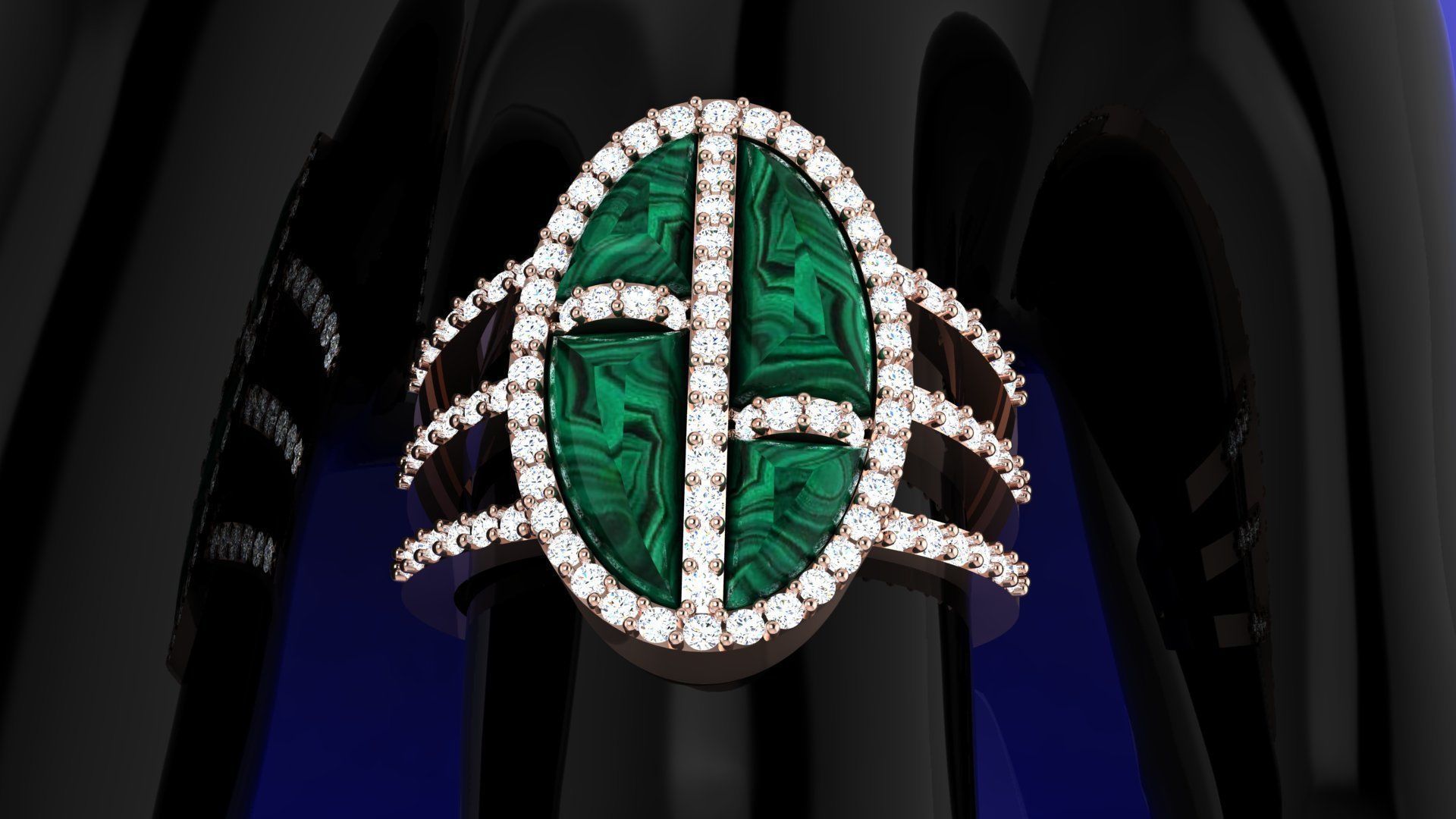 ring color stone diamond 3D model_4