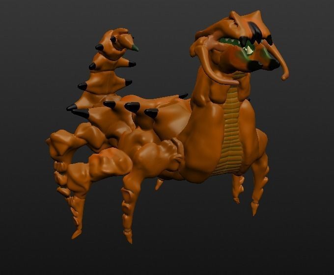 Dire-pede creature in shape of bug 3D model_5