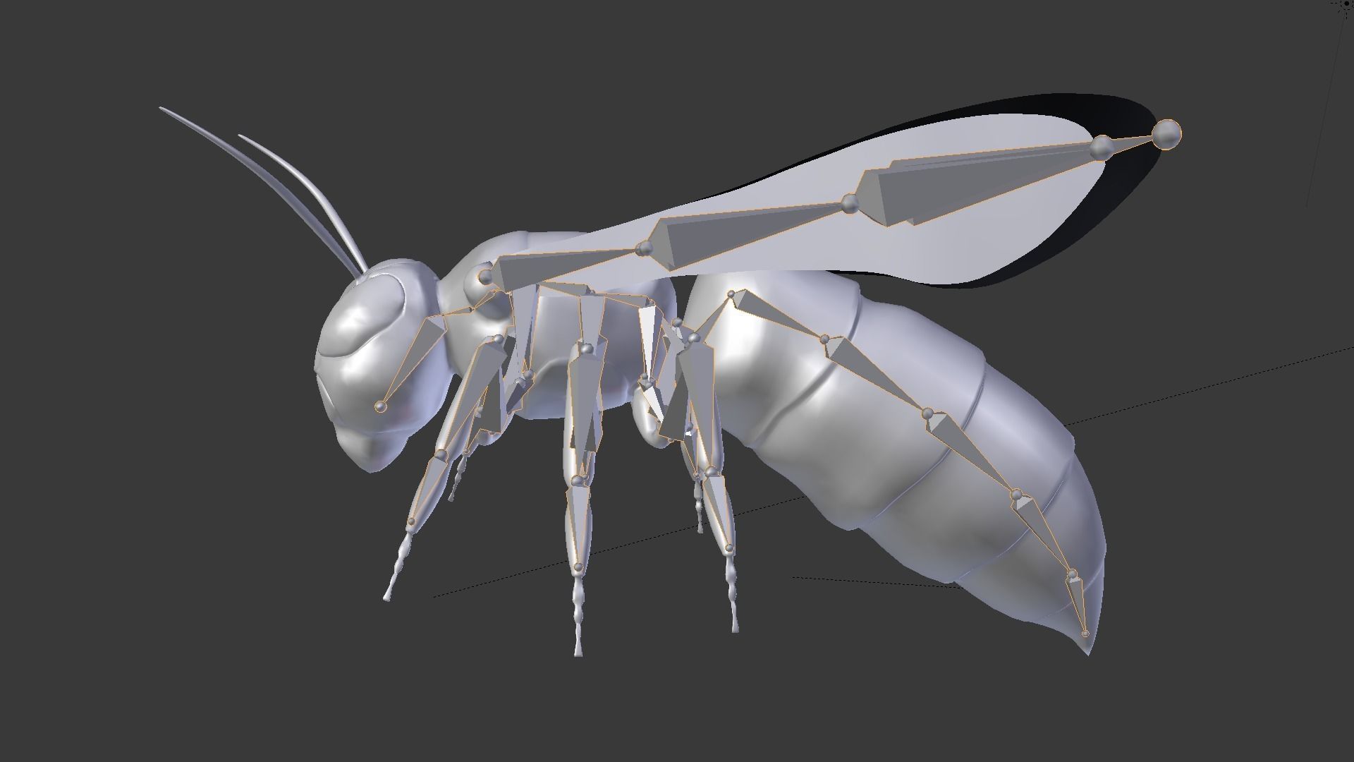 wasp low poly and fully rigged Low-poly 3D model_5