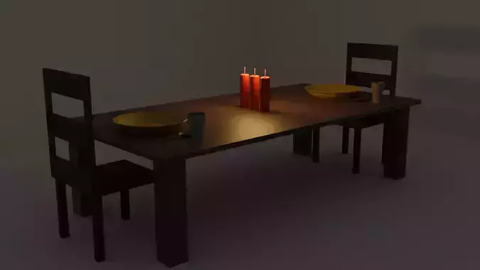 Low Poly Dining Scene