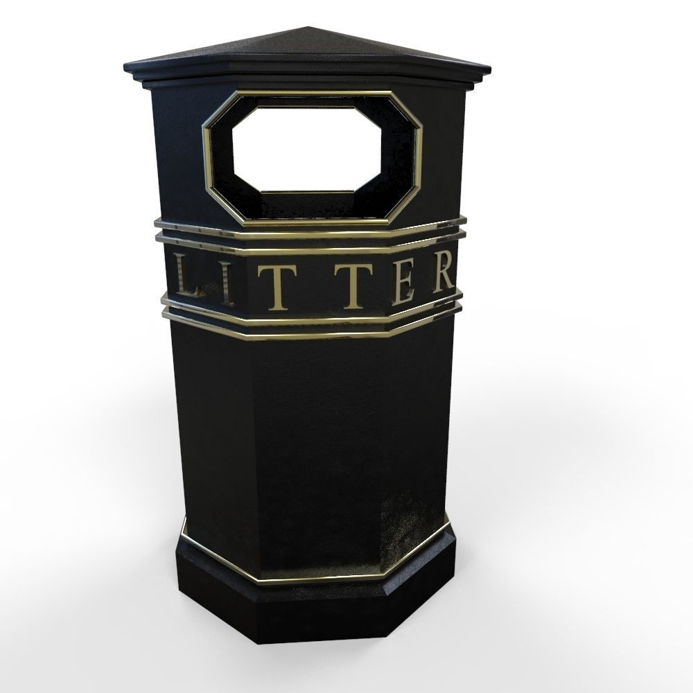 litter bin Low-poly 3D model_7