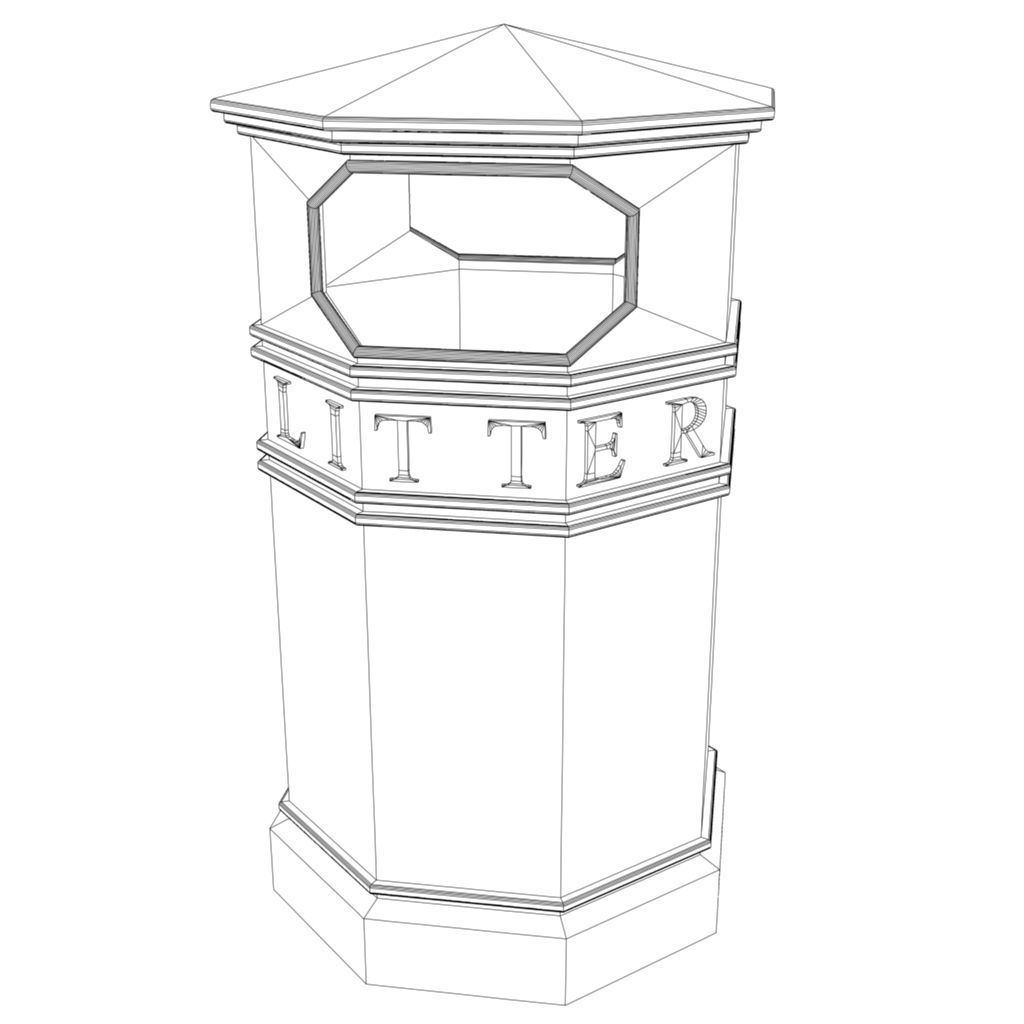 litter bin Low-poly 3D model_9