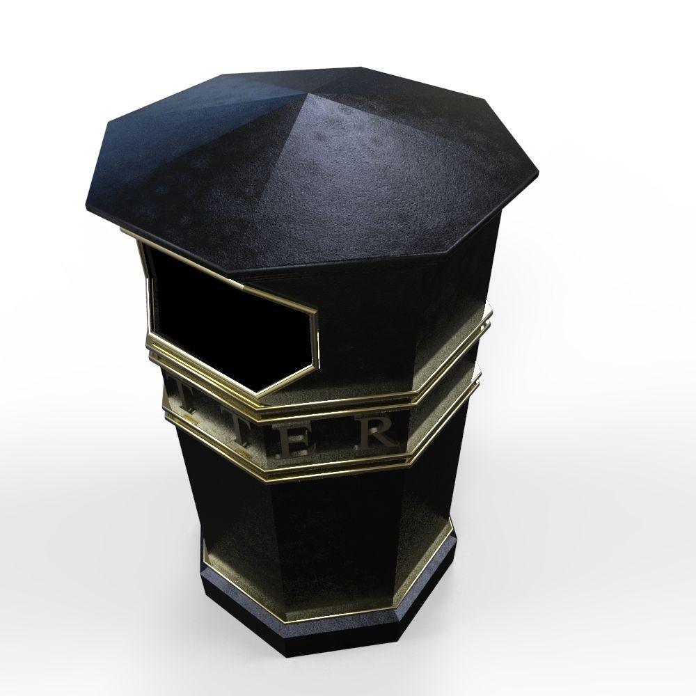 litter bin Low-poly 3D model_5