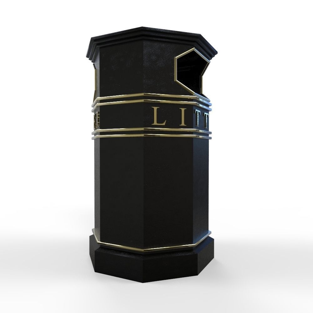 litter bin Low-poly 3D model_4