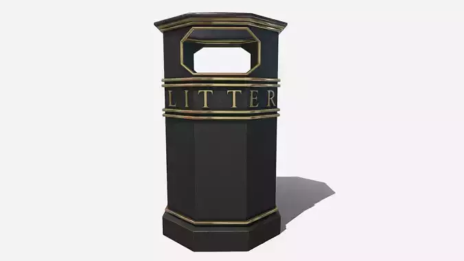 litter bin Low-poly 3D model