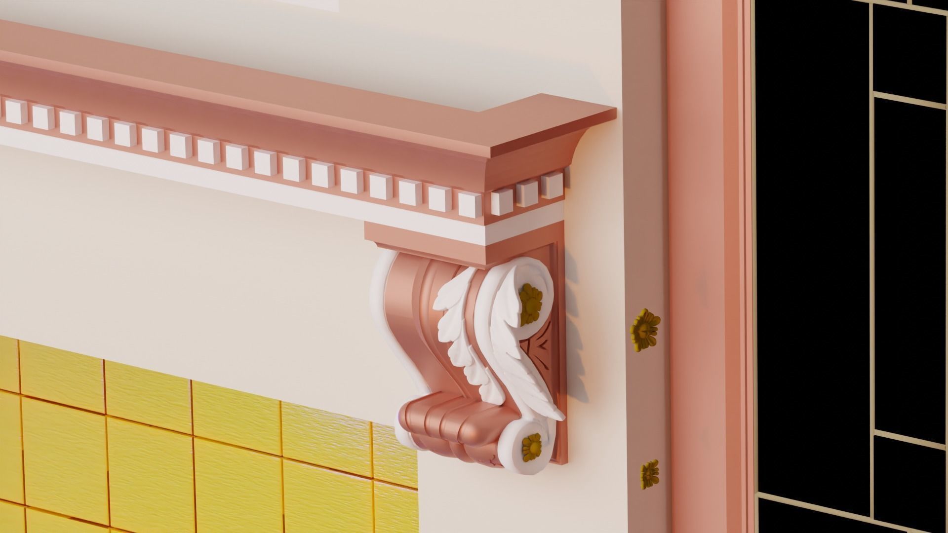 Kitchen Set with cabinets and counter tops 3D model_3