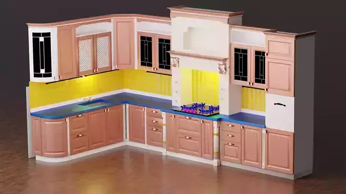 Kitchen Set with cabinets and counter tops