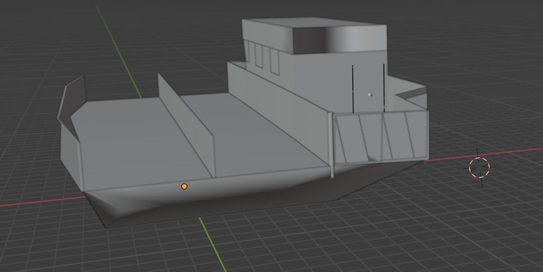 Ferry boat barge 3D model_2
