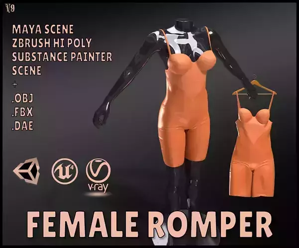 Female Rumper Low-poly 3D model