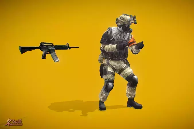 Battle Royale Soldier 1 Low-poly 3D model