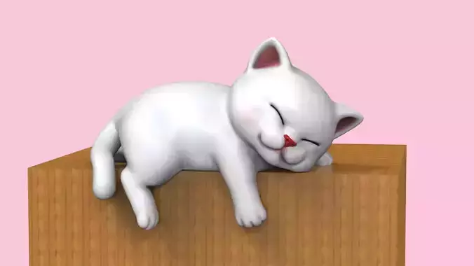 Cute Sleepy Kitten STL 3D print model