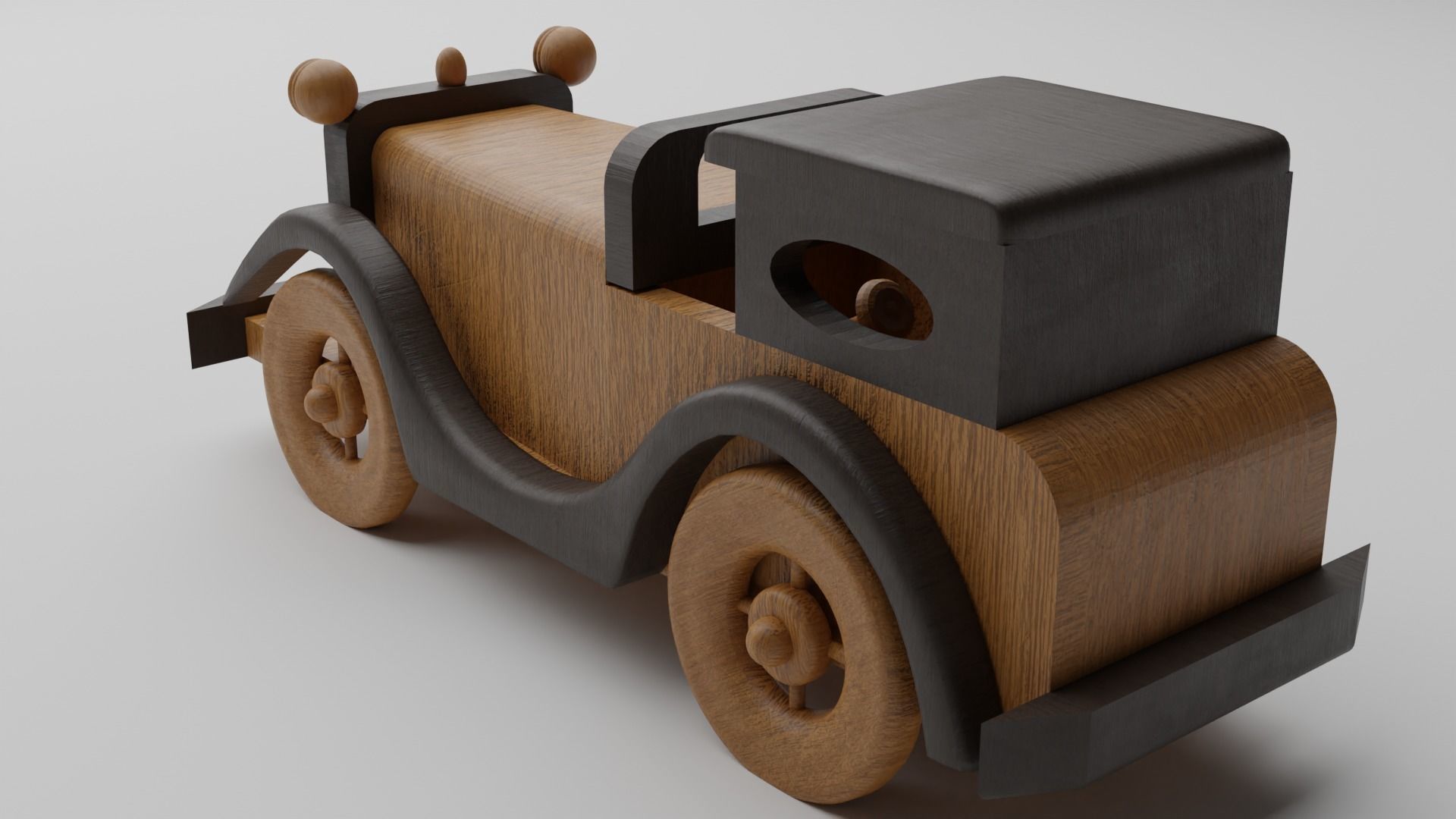 Real life size wooden car decor 3D model_2