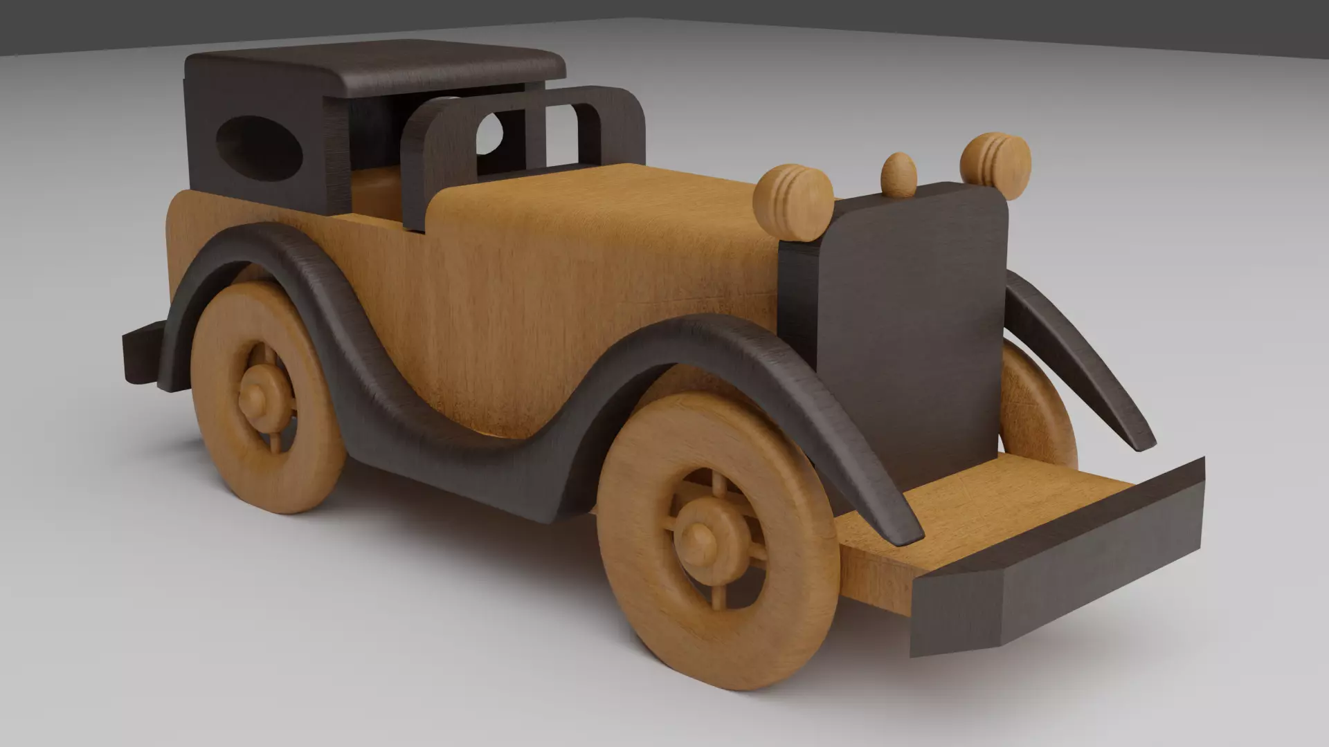 Real life size wooden car decor 3D model_0