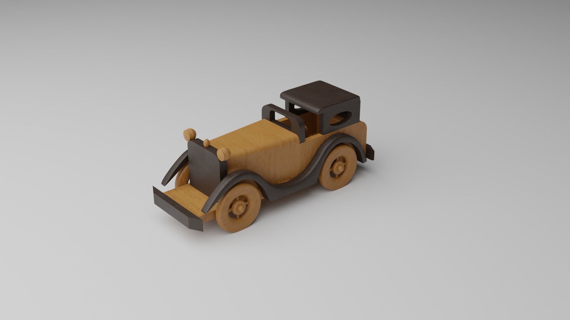 Real life size wooden car decor 3D model_1
