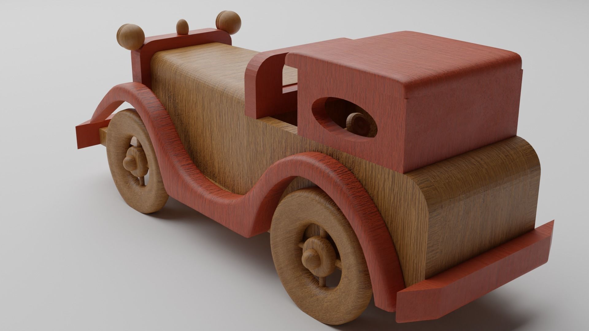 Real life size wooden car decor 3D model_7