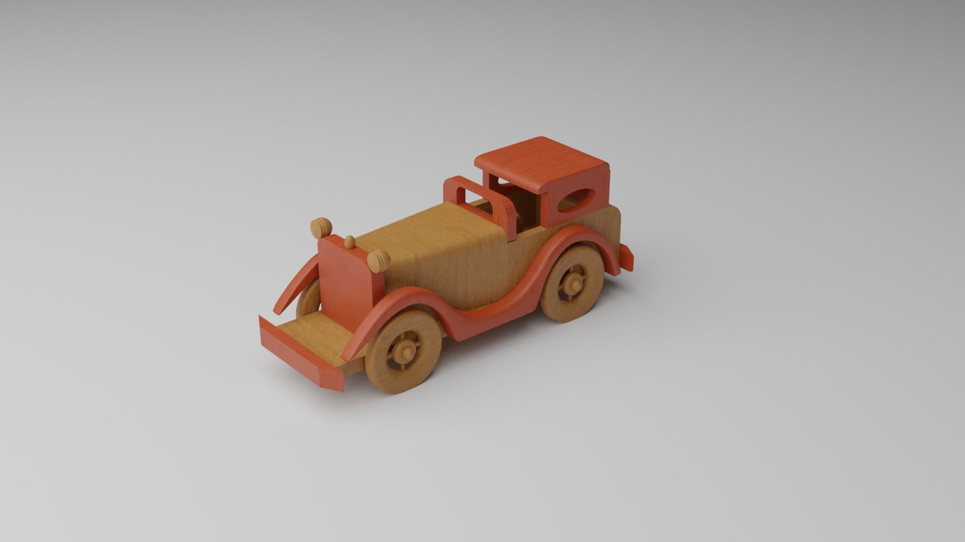Real life size wooden car decor 3D model_5