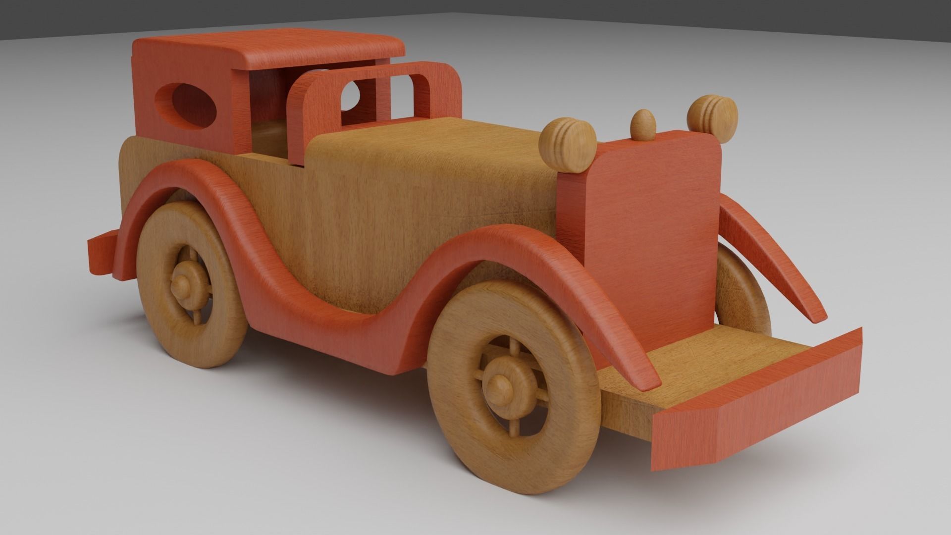 Real life size wooden car decor 3D model_6