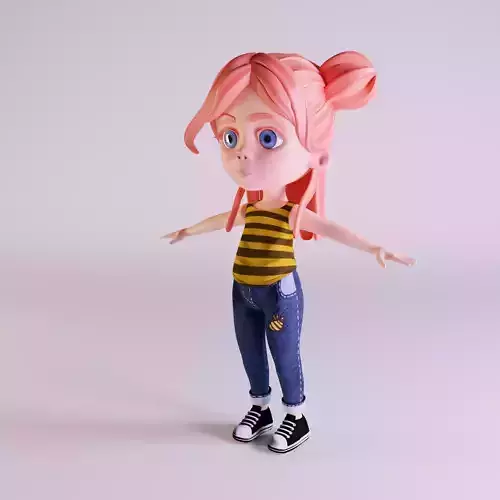 Cartoon Bee girl 3d model low poly