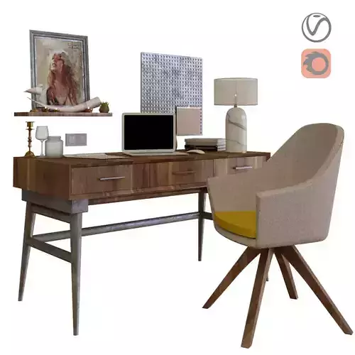 office workplace 2 3D model