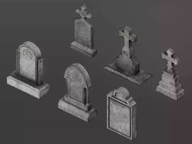 Grave Headstones Low-poly 3D model