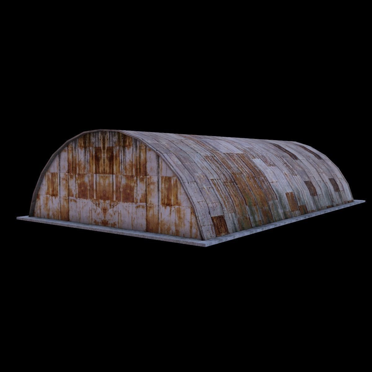 Hangar old rusty barn Low-poly 3D model_2