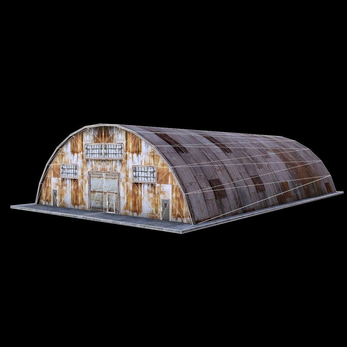 Hangar old rusty barn Low-poly 3D model_4