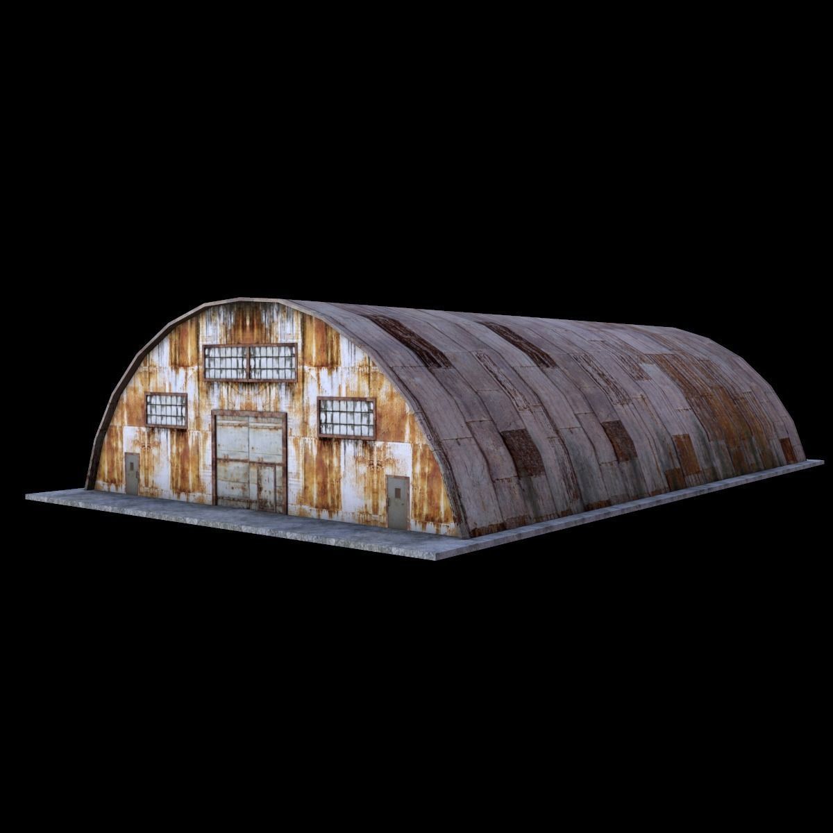 Hangar old rusty barn Low-poly 3D model_1