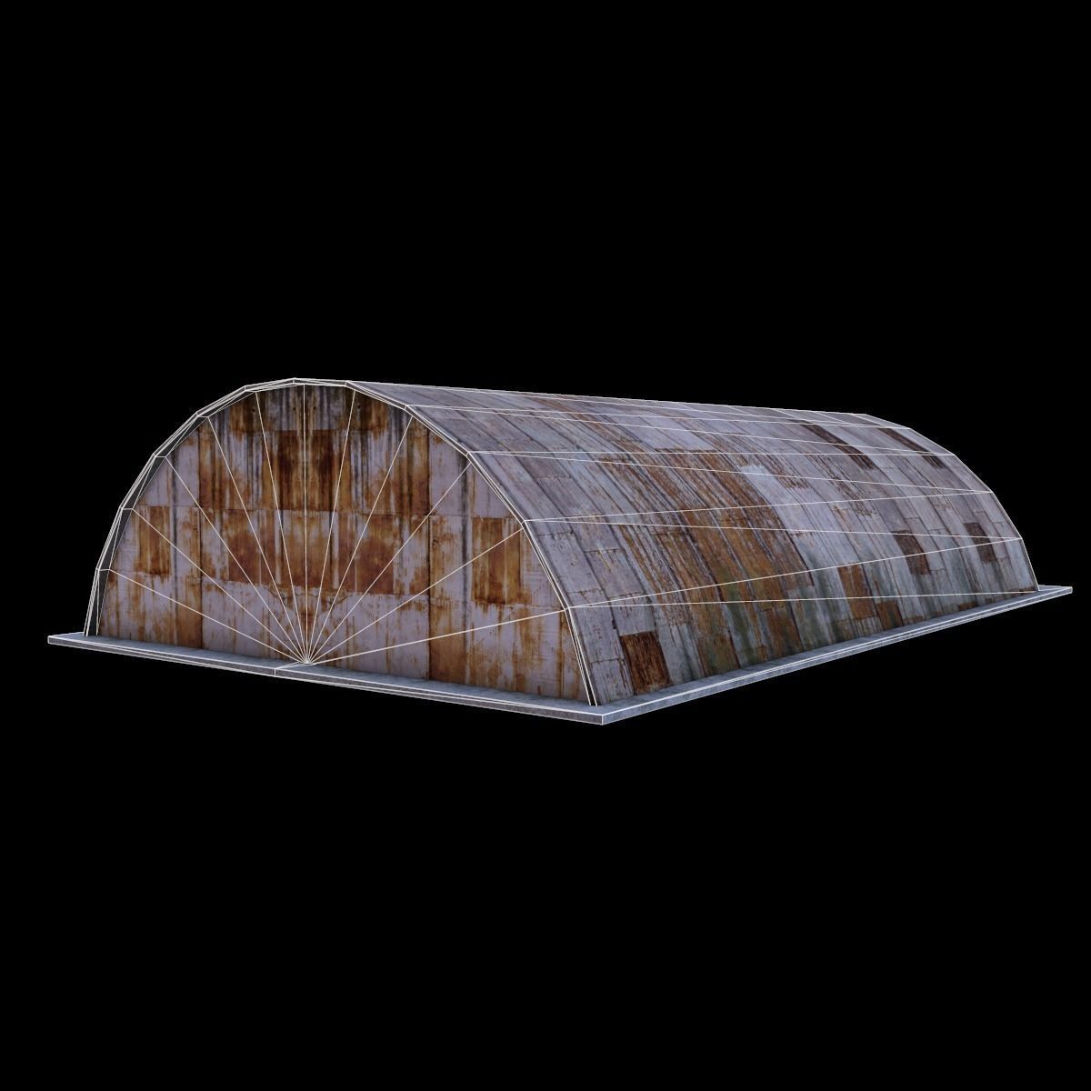 Hangar old rusty barn Low-poly 3D model_3