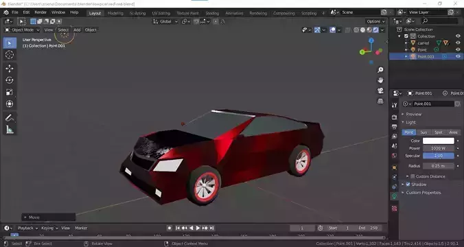 Four Low poly cars
